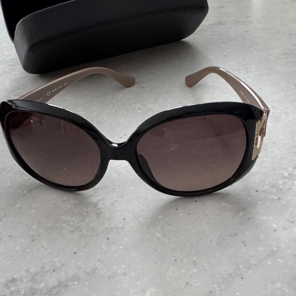 Salvatore Ferragamo Black Sunglasses with Gold Accents